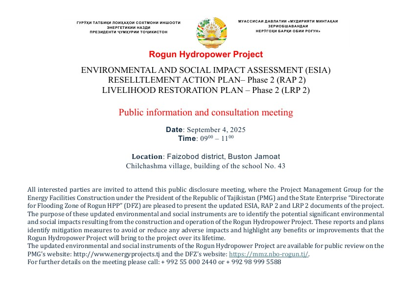 Environmental and Social Impact Assessment (ESIA) Resettlement Action Plan - Phase 2 (RAP 2) Livelihood Restoration Plan